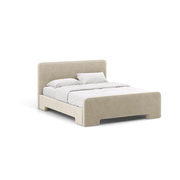 Bēša polsterēta divvietīga gulta ar redelēm 180x200 cm Eda – Micadoni 