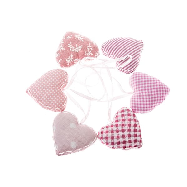 6 rozā piekaramo dekoru komplekts Dakls Heart