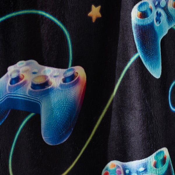 Melna/zila mikroplīša bērnu sega 130x170 cm Gamer – Catherine Lansfield-image-2