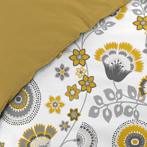 Okera dzeltena/balta divguļamā muslīna gultas veļa 260x240 cm Garance – douceur d'intérieur-image-4