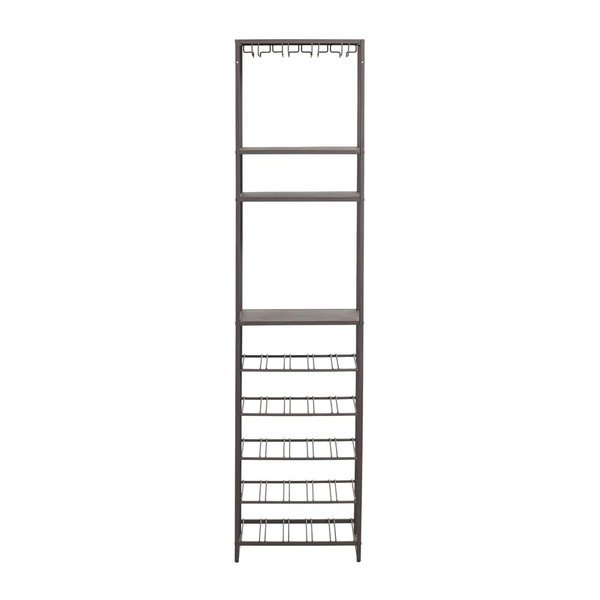Tumši brūns vīna skapis pudeļu skaits 25, 45x185x40 cm Reese – WOOOD-image-3