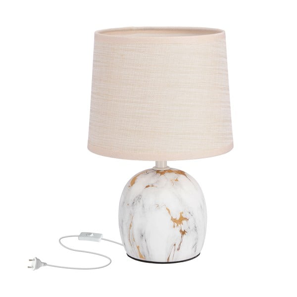 Krēmkrāsas galda lampa ar auduma abažūru (augstums 25 cm) Adelina – Candellux Lighting