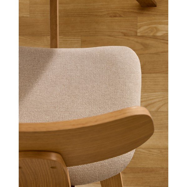 Bēšs/dabīga toņa pusdienu krēsls ar ozolkoka imitāciju Gena – Kave Home-image-4