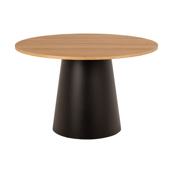 Melns/dabīga toņa apaļš ēdamgalds ar ozolkoka imitācijas galda virsmu ø 120 cm Soli – Actona