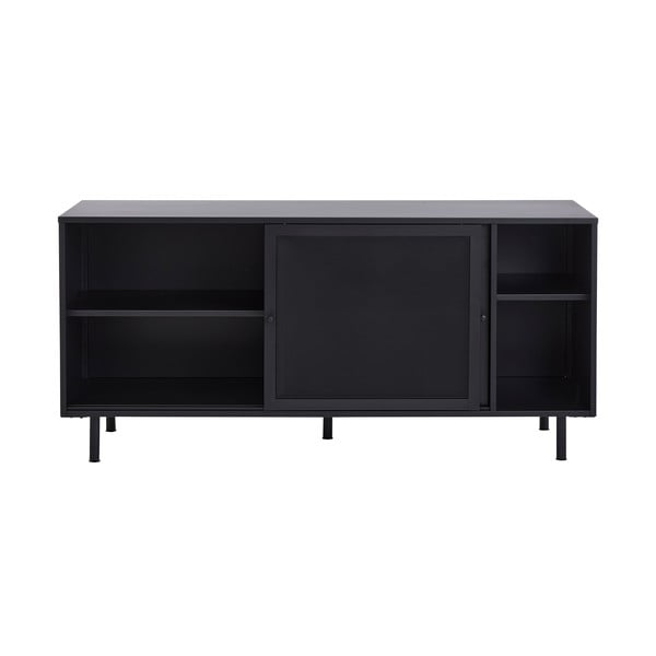 Melna metāla kumode ar bīdāmām durvīm 160x75x46 cm Veep – Unique Furniture-image-2