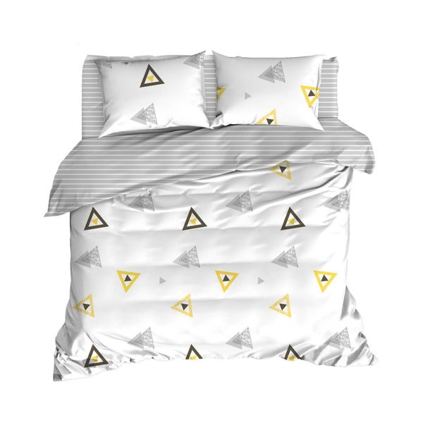 Balta pagarinātā kokvilnas gultas veļa divguļamai gultai ar palagu un segas pārvalku 240x260 cm Erois – Mijolnir