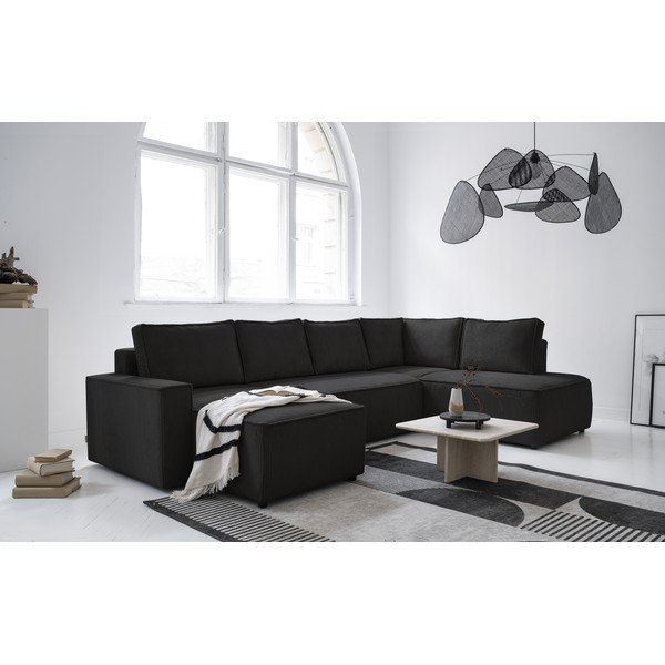 Antracīta pelēks velveta salokāms stūra dīvāns (ar labo stūri/U veida) Brave Dave – Miuform-image-2