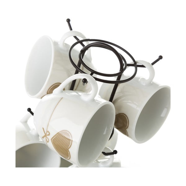 6 tasīšu un apakštasīšu komplekts uz metāla statīva Unimasa Heart-image-3