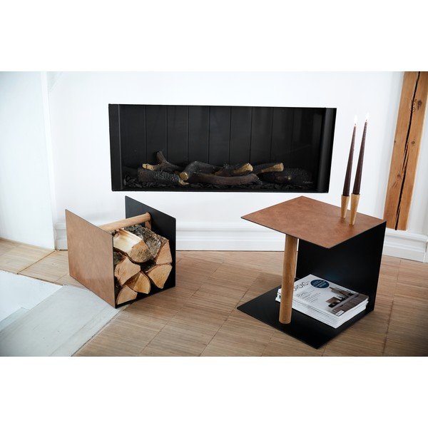 Melna/dabīga toņa dekoratīva metāla/ekoloģiskās ādas uzglabāšanas kaste 32x38x31 cm Bull – LIND DNA-image-2