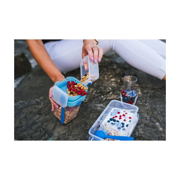 Zila pusdienu un uzkodu kaste ar galda piederumiem, Vialli Design, 650ml+230m-image-3