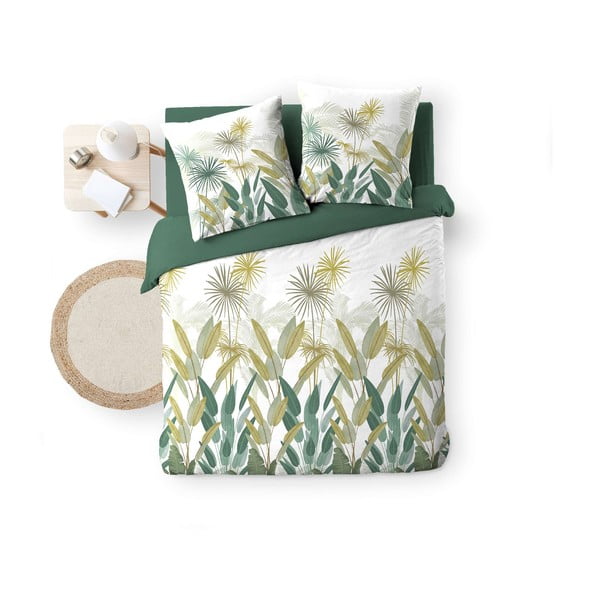 Balta/zaļa divguļamā kokvilnas gultas veļa 240x220 cm Otika – douceur d'intérieur-image-4