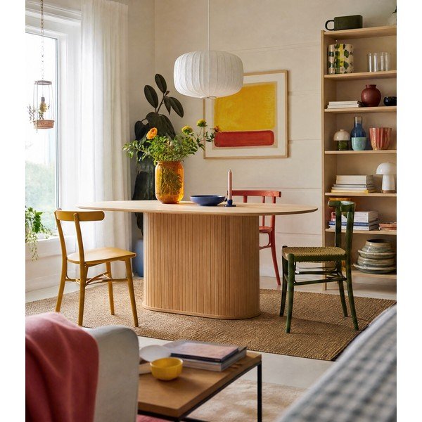 Ēdamgalds ar ozolkoka imitācijas galda virsmu 95x180 cm Nola – Unique Furniture-image-1