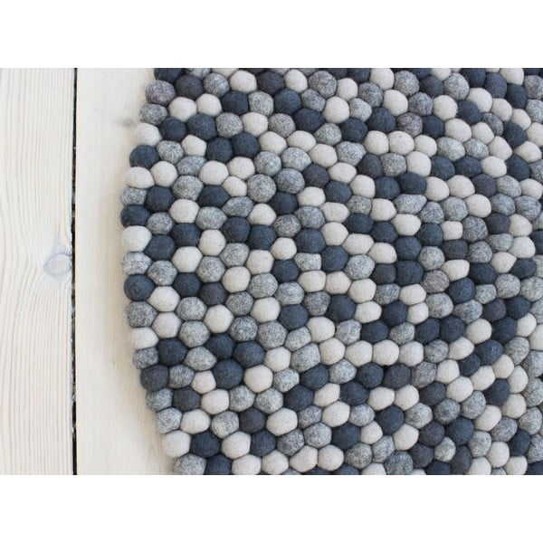 Tumši pelēks paklājs no vilnas bumbiņām Wooldot Ball Rugs, ⌀ 200 cm