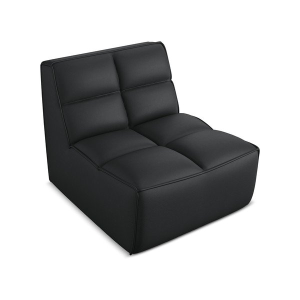 Melna modulārā dīvāna daļa no ādas imitācijas Kalai – Makamii-image-1