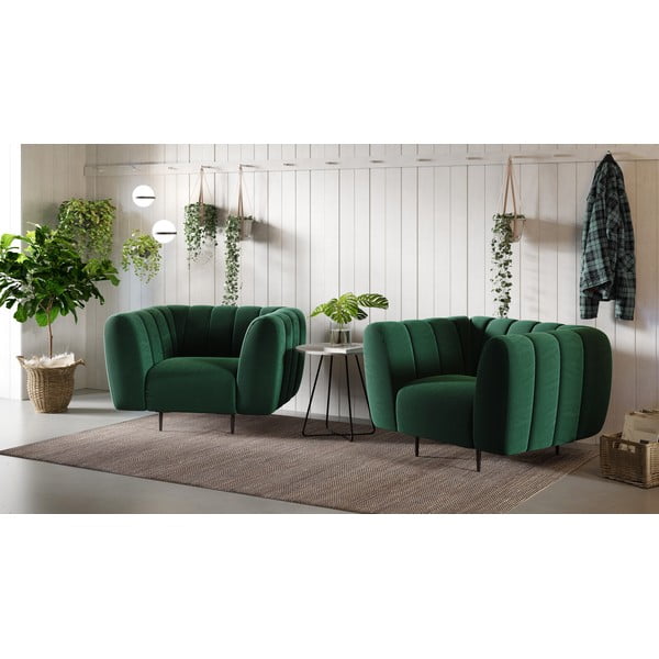 Tumši zaļš samta atpūtas krēsls Ghado Shel-image-1