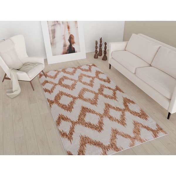 Balts/oranžs mazgājams paklājs 80x200 cm – Vitaus-image-1