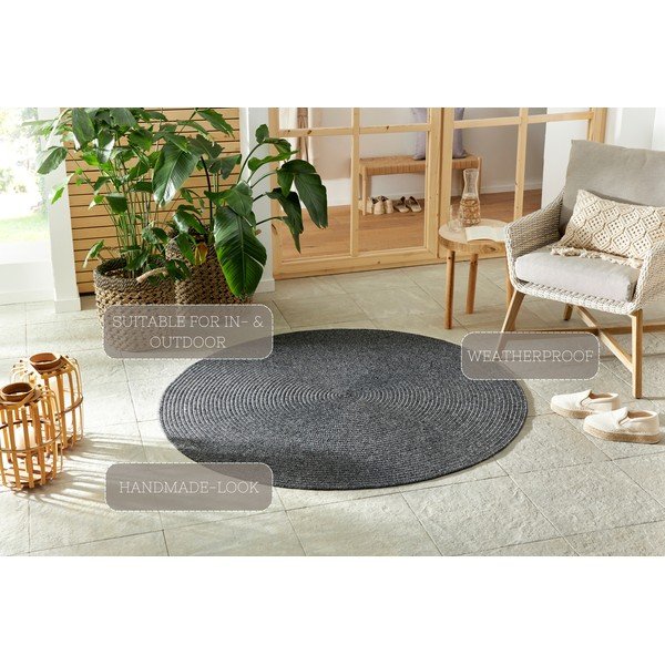 Pelēks apaļš āra paklājs ø 150 cm – NORTHRUGS-image-4