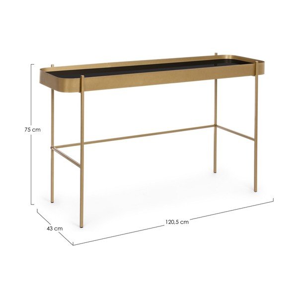 Zelta krāsas konsoles galds ar stikla galda virsmu 43x120,5 cm Rashida – Bizzotto-image-4