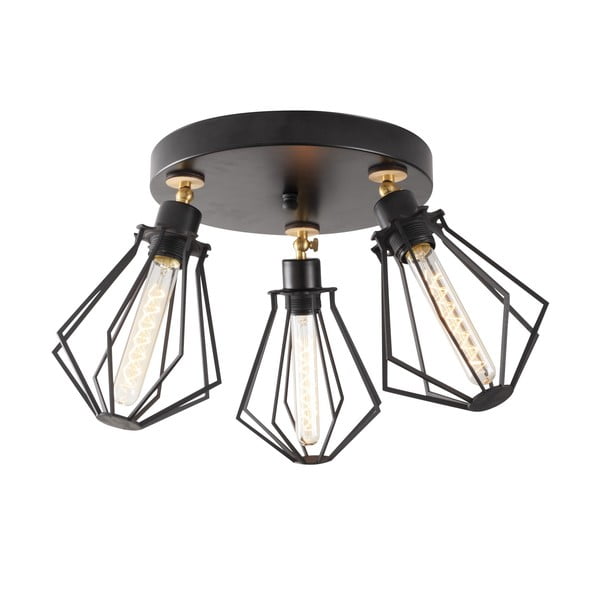 Melna/zelta krāsas griestu lampa ar metāla abažūru ø 18 cm Oylat – Opviq lights