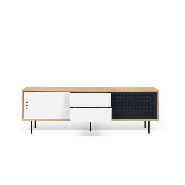 Ozolkoka TV kumode ar melnām un baltām detaļām TemaHome Dann Dots, garums 201 cm-image-1