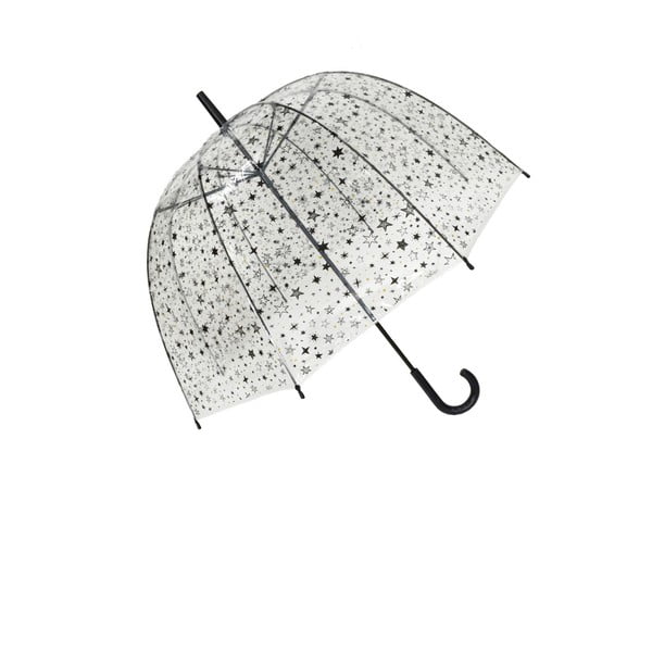 Caurspīdīgs vēja necaurlaidīgs lietussargs ar sudraba detaļām Ambiance Birdcage Stars, ⌀ 81 cm