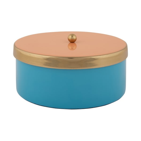 Zila dekoratīva metāla uzglabāšanas kaste ø 16x6 cm Double Funky – PT LIVING