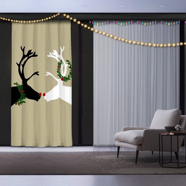 Ziemassvētku aizkars Ziemeļbrieži, 140 x 260 cm