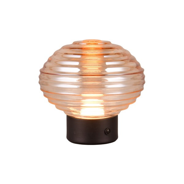 Melna/bēša LED galda lampa ar regulējamu spilgtumu un stikla abažūru (augstums 14,5 cm) Earl – Reality-image-1