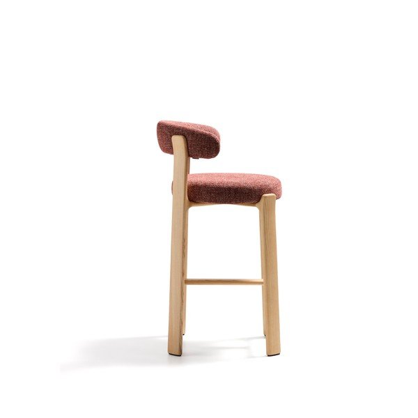 Terakotas oranžs/gaiša dabīga toņa oša masīvkoka bāra krēsls (sēdekļa augstums 75 cm) Granite – Kave Home-image-3