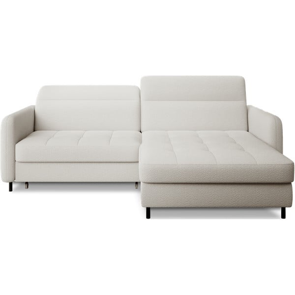 Krēmkrāsas salokāms/ar uzglabāšanas vietu stūra dīvāns no buklē auduma (ar labo stūri/ar zvilni) Gomsi – ELTAP