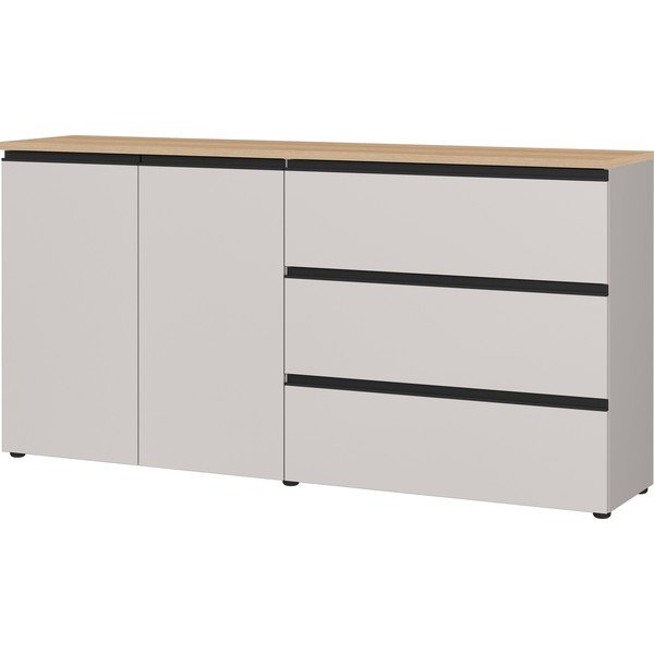 Pelēkbēša/gaiša dabīga toņa kumode 180x91x41 cm Cormano – Germania