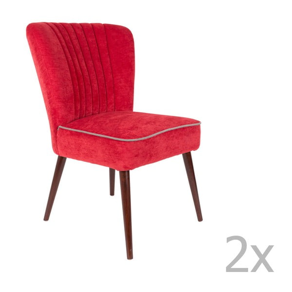 2 sarkanu Dutchbone Pinzon krēslu komplekts
