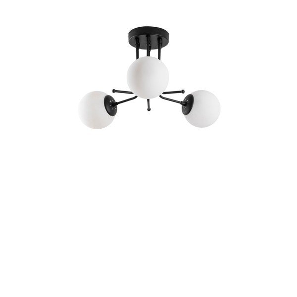 Melna griestu lampa ar stikla abažūru ø 15 cm Daisy – Opviq lights