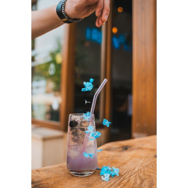 6 rozā stikla salmiņu komplekts Vialli Design, garums 23 cm-image-3