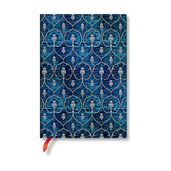 Zils līniju blociņš cietajos vākos Paperblanks Blue Velvet, 144 lappuses