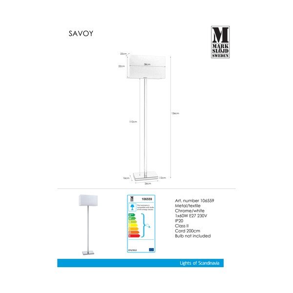 Balta brīvi stāvoša lampa Markslöjd Savoy-image-1