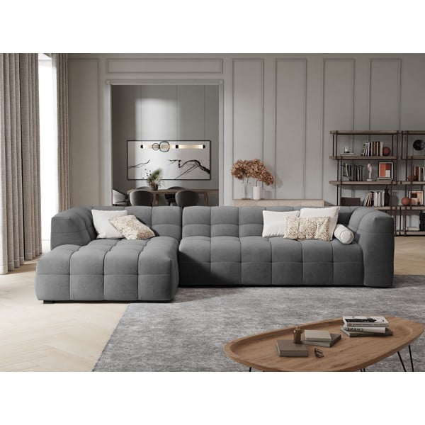 Pelēks samta stūra dīvāns Windsor & Co Sofas Vesta, kreisais stūris-image-1