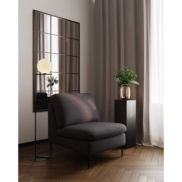 Melns atpūtas krēsls no buklē auduma Moilo – MESONICA-image-1