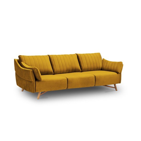 Dzeltens samta trīsvietīgs dīvāns Interieurs 86 Elysée, 232 cm-image-4