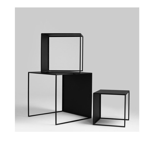 3 melnu pielāgotas formas 2 sienas glabāšanas galdu komplekts-image-3