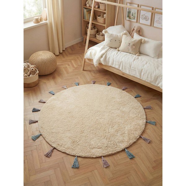 Krēmkrāsas mazgājams/ar rokām darināts kokvilnas bērnu paklājs ø160 cm Snuggle Sunna – Hanse Home-image-1