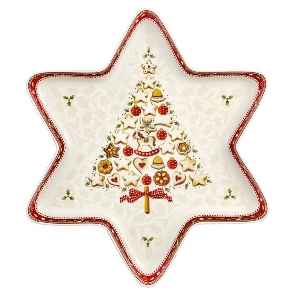 Sarkanbalts porcelāna servīzes trauks zvaigznes formā Villeroy & Boch Gingerbread Village, 37,2 x 32,5 cm-image-2