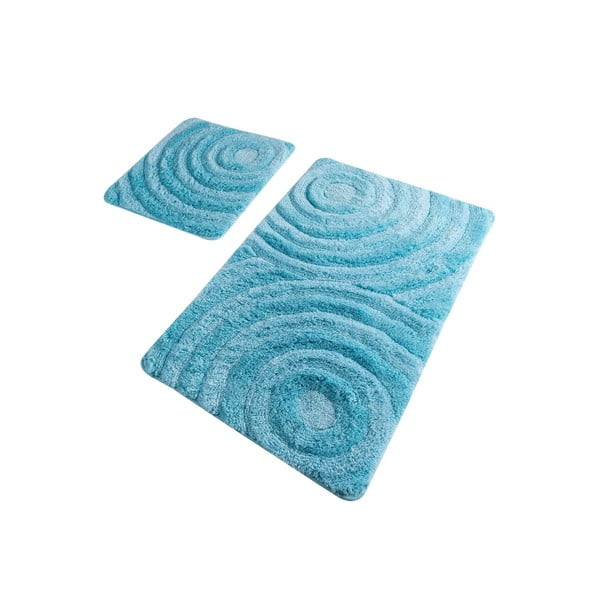 Tirkīzzili vannas istabas paklājiņi (2 gab.) 100x60 cm Wave – Foutastic