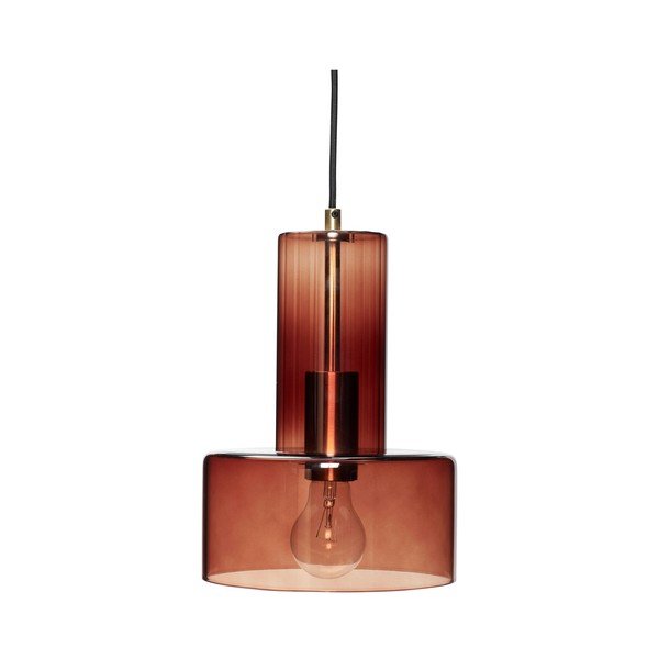 Brūna piekaramā lampa ar regulējamu spilgtumu un stikla abažūru ø 20 cm Ripple – Hübsch