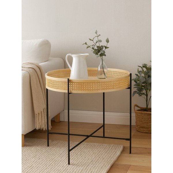 Dabīga toņa rotangpalmas apaļš žurnālgaldiņš ø 60 cm Depok – Premier Housewares-image-2