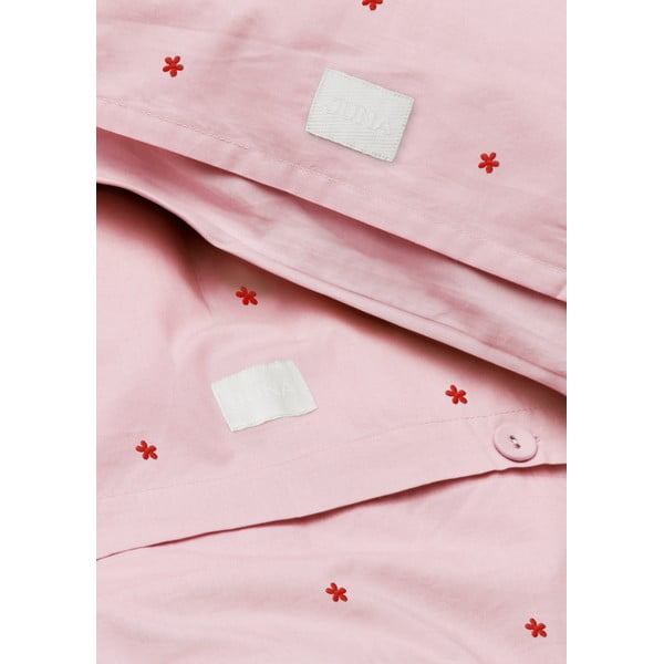 Rozā vienguļamā gultas veļa no kokvilnas perkala 140x200 cm Daisy – JUNA-image-3