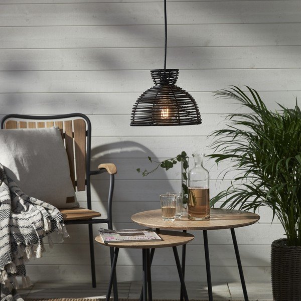 Melns āra abažūrs griestu lampai Star Trading Runde, ø 26 cm-image-1