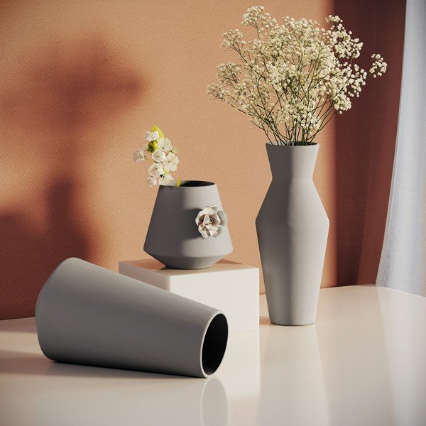 Krēmkrāsas keramikas vāze (augstums 24 cm) Giara – Restilo-image-2