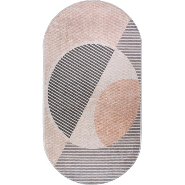 Gaiši rozā/krēmkrāsas mazgājams paklājs 60x100 cm Oval – Vitaus