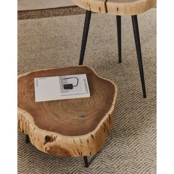 Dabīga toņa apaļš žurnālgaldiņš ar akācijas koka galda virsmu 49x47 cm Tanive – Kave Home-image-2